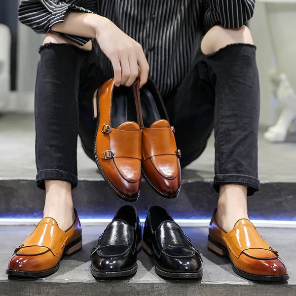 

mens walking shoes men loafers slip-on buckle business formal footwear soft male wedding party working pu leather shoes sneakers