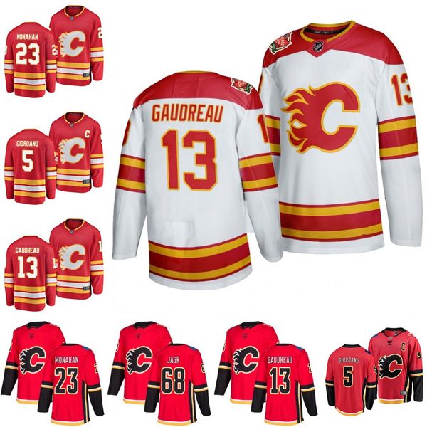 

2019 calgary flames 13 johnny gaudreau jersey 23 sean monahan jaromir jagr 5 mark giordano hocekey jerseys stitched, Black;red