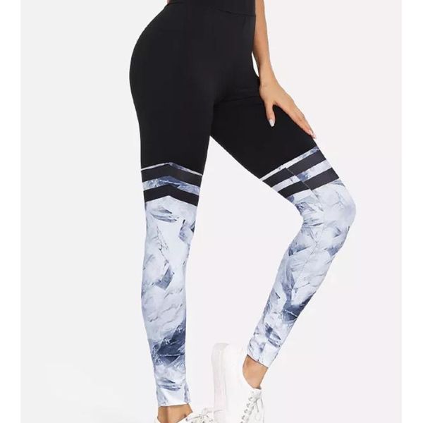 

yoga outfits women print strpied elastic sport trousers pants leggings running tights sporting gym fitness clothing, White;red