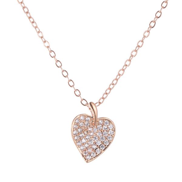 

women necklace banquet engagement necklace specially set for women micro set zircon heart gold color gift for girl, Silver