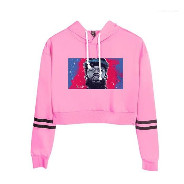 

long sleeve couple clothing famous rapper nipsey hussle print fashion womens short hoodies mens designer hoodies, Black