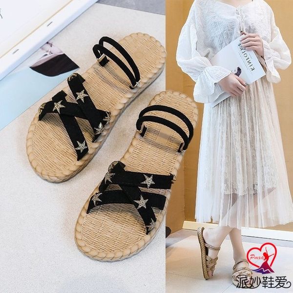 

sandals fairy wind flat bottom 2020 new summer ladies sandals students wild casual women, Black