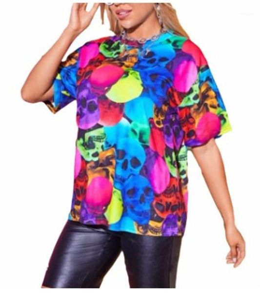 

одежда летняя женская дизайнер tshirts коротким рукавом street style halloween череп топы женская мода o шеи, White