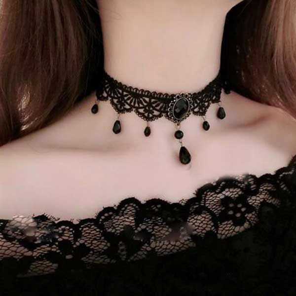 

women flower rhinestone choker necklace lace choker jewelry gifts lxh, Silver