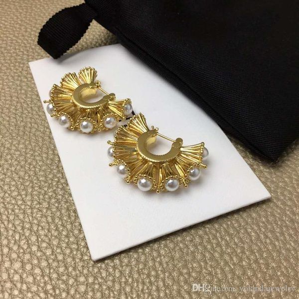 

новые женщины серег желтого золота гальванической перл обручи серьга для девочек женщин для партии свадьбы хорошего подарка для друзей, Golden;silver