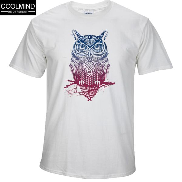 

coolmind ow0112a cotton short sleeve owl printed men tshirt cool funny men's tee shirts men t-shirt casual mens t shirts