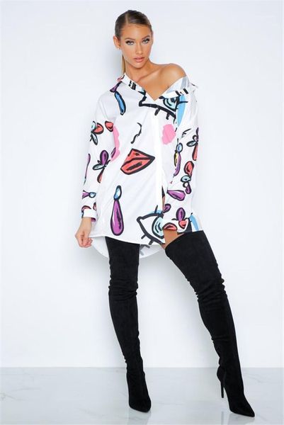 

shirt dresses ladies lapel neck dress casual female digital printed dress spring women, Black;gray