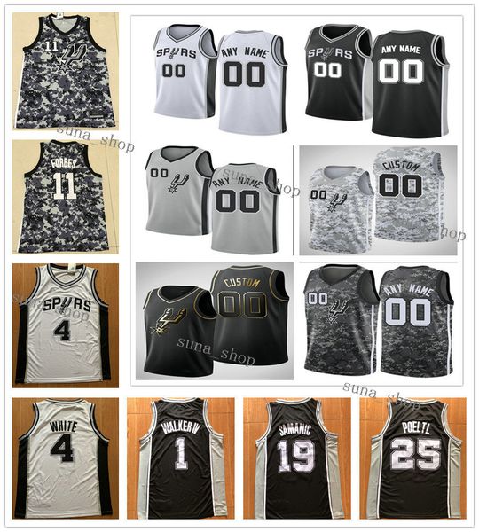 

printed men derozan 10 lamarcus aldridge 12 rudy gay 22 patty mills 8 derrick white 4 trey lyles 41 jakob poeltl 25 bryn forbes 11 jerseys, Black