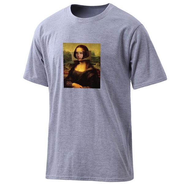 

mens mona lisa 100% cotton t-shirts 2020 short sleeve harajuku clothing summer o-neck male round neck tee shirts casual
