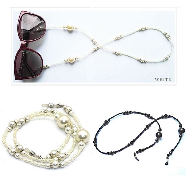 

imixot 1pc retro anti-slip 68cm imitation pearl chain beaded reading glasses chain necklace lanyard eyewear cord holder rope, Silver