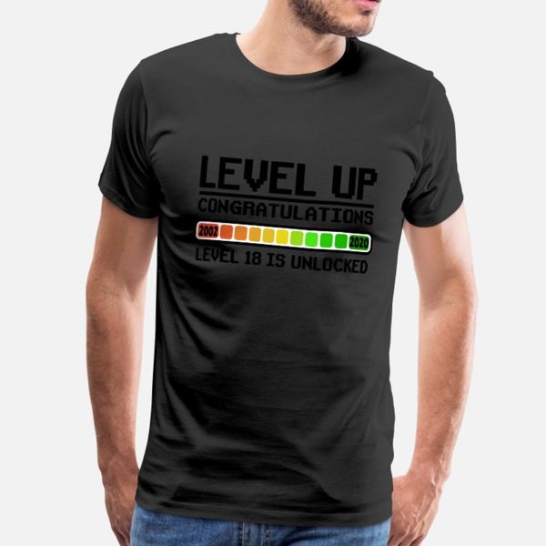 

level up разблокирована восемнадцатый день рождения 18 лет gamer тенниски мужчины дизайн хлопок crew neck джентльмены fit мода весна осень п