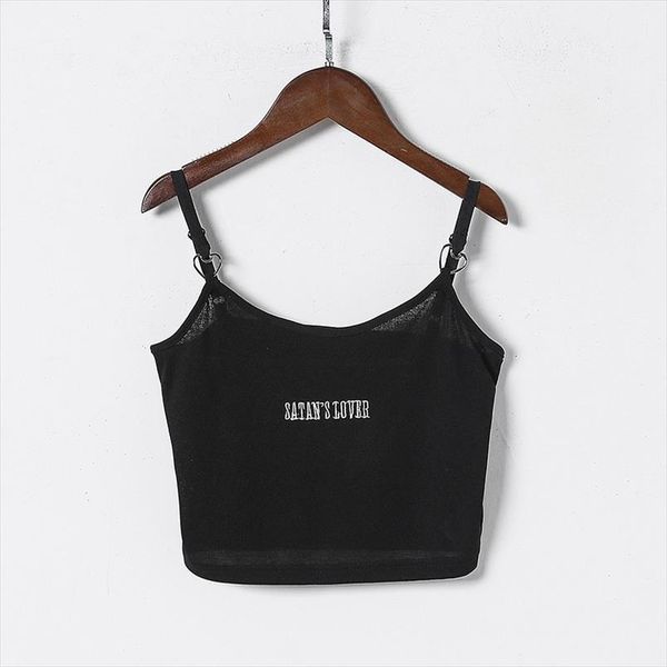 

women camis embroidery letter print backless summer slim casual bottoming short female fashion, White