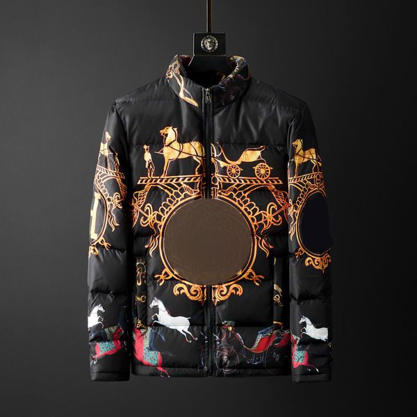 

mens winter down coat thick fashion jackets with horse pattern 2020 new boys parkas asian size for wholesale m-3xl, Black