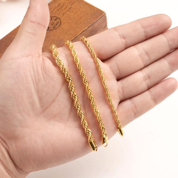 

new big twisted chain bracelet gold filled 21cm wholesale rope chain women mens bracelet african brazil arabethiopia jewelry, Golden;silver