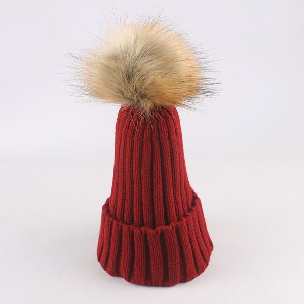 

faux fur pom pom caps winter hat knitted beanies cap new thicken warmer female skullies beanie, Blue;gray