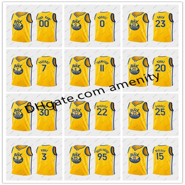 

men custom golden state warriors 30 curry 11 thompson 7 paschall 23 green stephen klay statement eric draymond gold jersey, Black