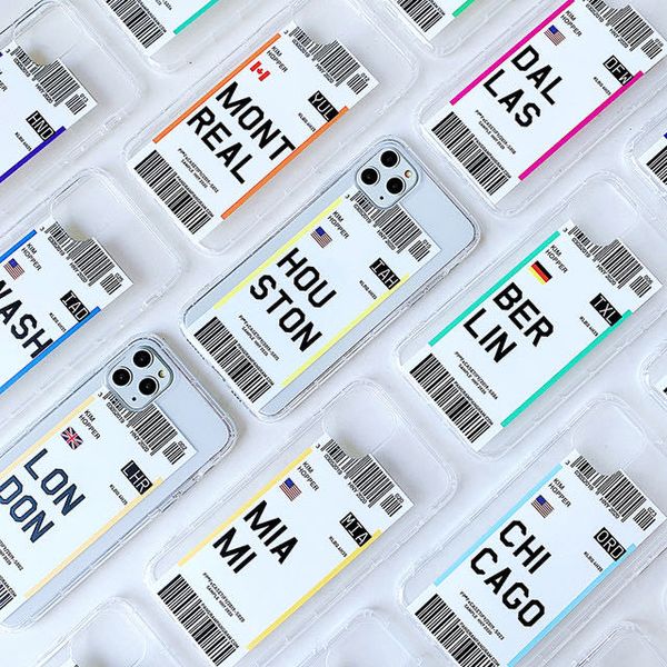 

air plane tickets city qr code tpu case for iphone 11 pro xs max xr x 7 8 6 plus dubai rome case