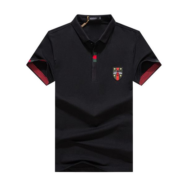

men's lapel short sleeve fashion embroidered men's polo shirts t-shirts men and women high street casual high quality, White;black