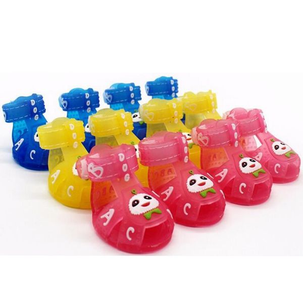 

Summer New 4pcs/set Candy Color Pet Sandals Anti Skid Soft PVC Rubber Yorkshire Shoes Cartoon Breathable Shoes For Small Dogs