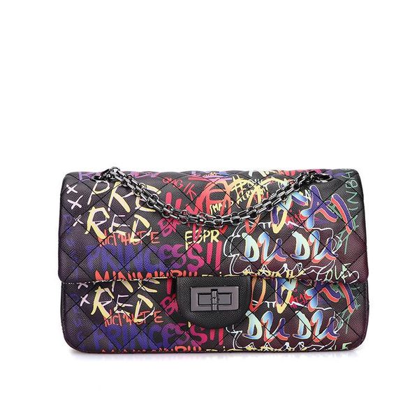 

fashion graffiti leather shoulder bags for women 2020 handbags summer bag leather chain handbags ladies hand bags