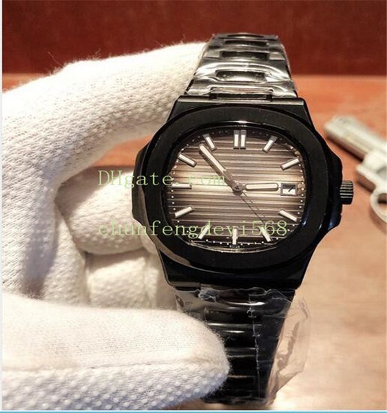 

luxury watch nautilus 40mm stainless 316l steel white dial black case 5711/1a-010 mechanical automatic fashion men watches, Slivery;brown