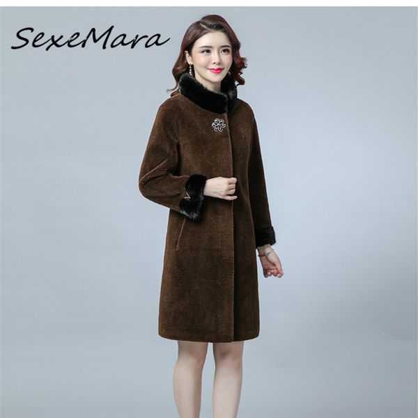 

winter fashion 2020 women single breasted wool coats elegant double-faced fur long coats, Black