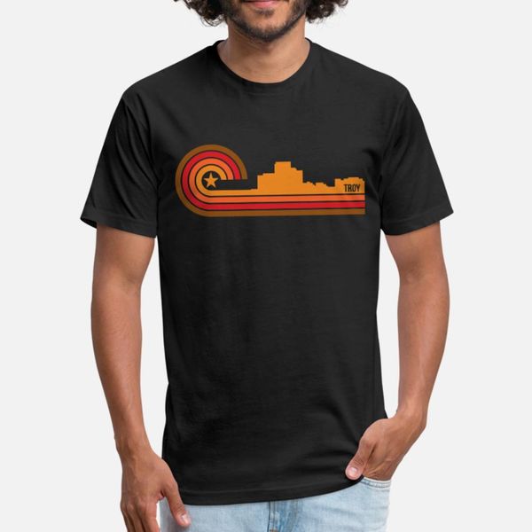 

retro style troy michigan skyline t shirt men designer short sleeve euro size s-3xl gents sunlight fashion spring cool shirt
