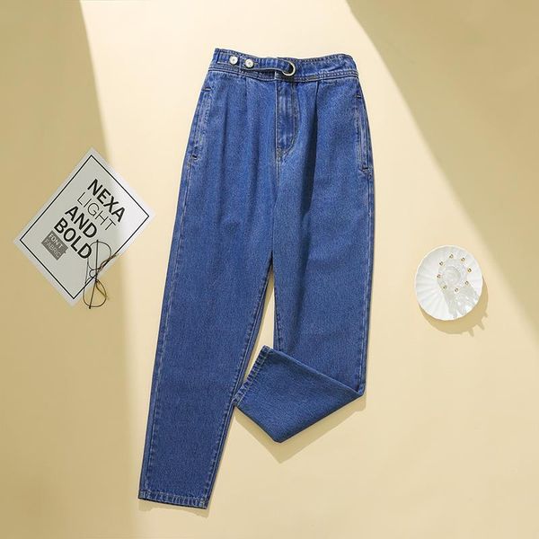 

the new autumn plover women's wide leg jeans pants straight leg loose high waist slimming mm daddy radish pants, Blue