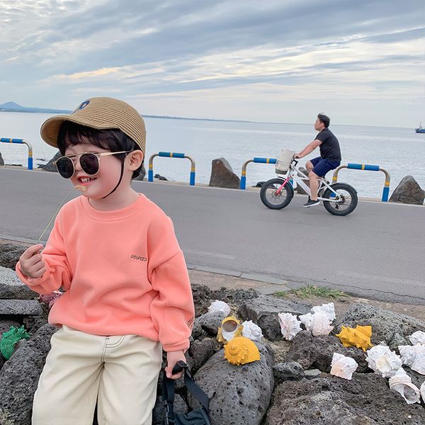 

осень мальчиков письма вышивка блузы девушки мягкого хлопка свободные случайные пуловеры 3 цвета топы 200923, Black