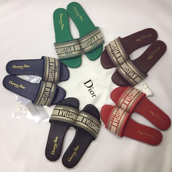 

summer women sandals designer shoes luxury slide summer fashion wide flat slippery sandals slipper flip flop canvas plain, Black