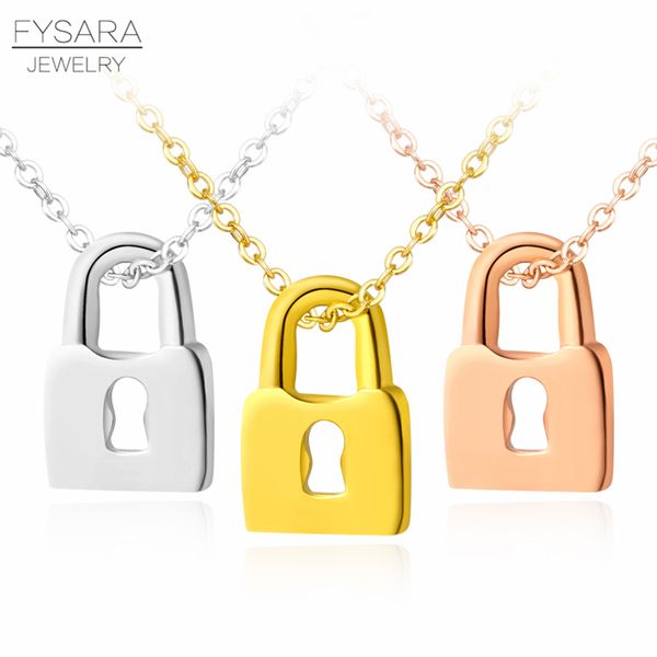 

fysara couple jewelry love lock key mini pendant necklace women cute design short necklace lover party wedding gift, Silver