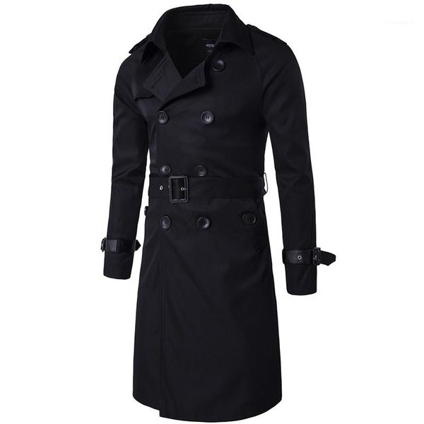 

coat england style double breasted man trench coats adjustable waist and epaulet homme cloth slim long, Tan;black