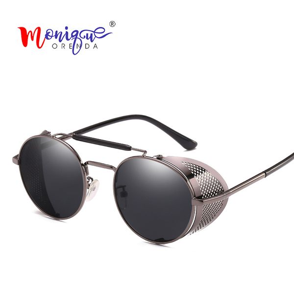 

new fashion steam punk sunglasses women vintage metal round sun glasses men shades retro driving eyeglasses oculos uv400, White;black