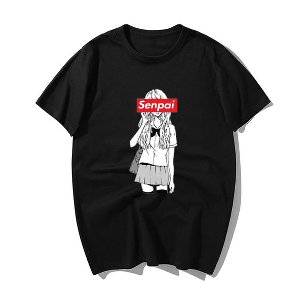 

funny design senpai anime girl t shirt retro japanese anime tshirt men cool summer casual cotton tshirts harajuku streetwear