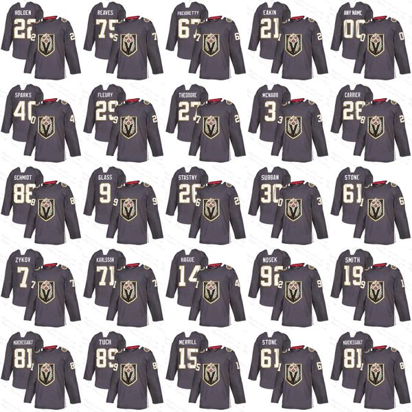 

marc-andre fleury vegas golden knights latino heritage night 61 mark stone william karlsson reilly smith ryan reaves schmidt hockey jersey, Black;red