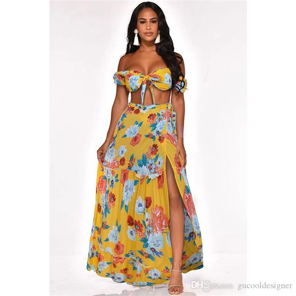 

summer floral printed split dresses women strapless sleeveless dress casual ladies holiday apparel, White;black