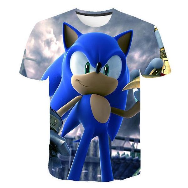 

3d sonic hedgehog cartoon boys and girls summer 3d print shirts anime oversized anime men clothing