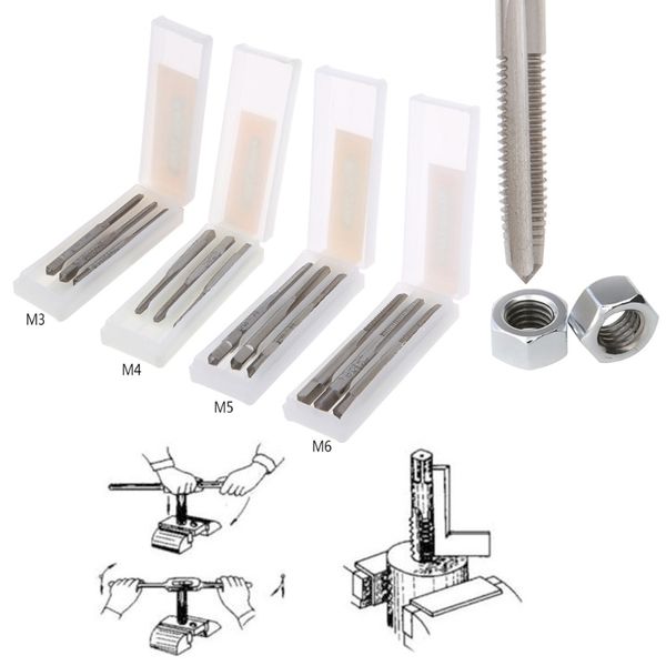 

new 3pcs/set m3/m4/m5/m6 hss machine hand screw thread metric plug tap
