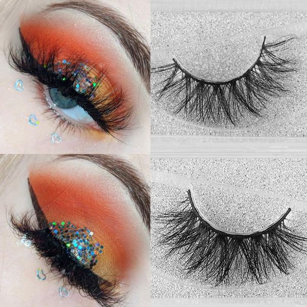 

1pair false eyelashes 25 mm wispy fluffy natural long lashes reusable cross thick extension 3d 100% mink hair makeup tools