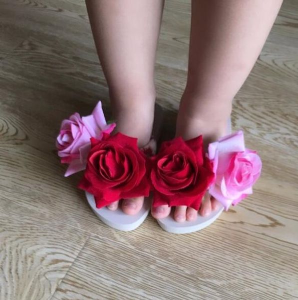 

new mother daughter flip flops slippers women's kids flower sandals summer style girls' slippers children beach shoes, Black