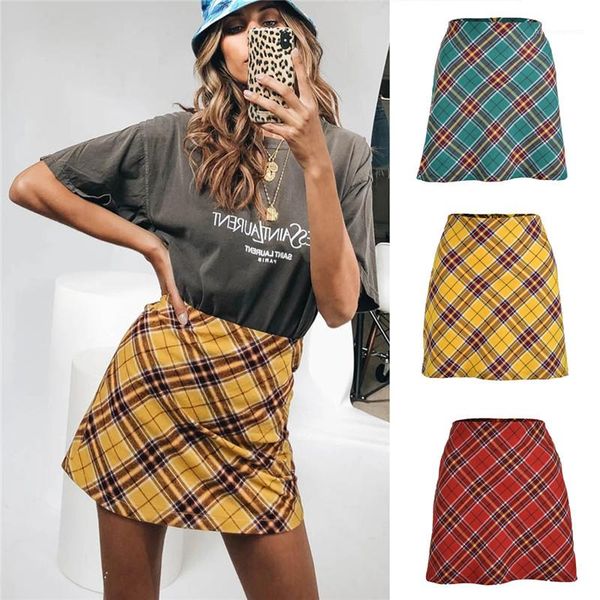 

skirts fashion designer casaul zipper a-line short skirts spring summer women clothing plaid printing womens, Black