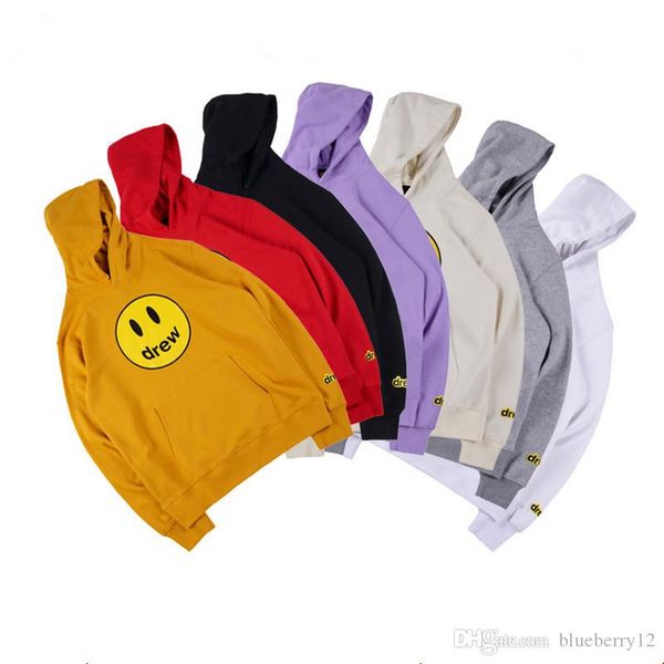 

mens and womens hoodies drew house smile printing long sleeve hoodie justin bieber style winter hoodies asian size s-xl, Black