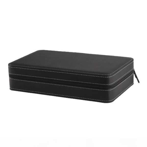 

12 slots watch box winder storage case with zipper bracelet packaging container display holder casket gray for business gifts, Black;blue