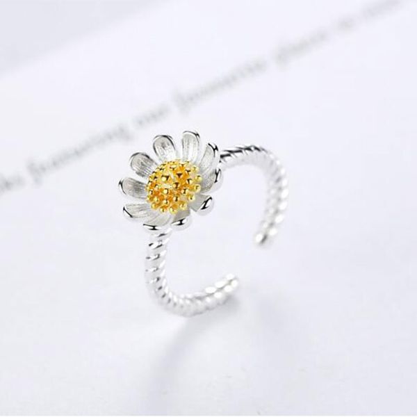 

trendy silver color daisy sunflower opening ring for women love promise gifts jewelry s-r277, Golden;silver