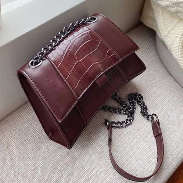 

elegant female crocodile pattern crossbody bag 2020 new quality pu leather women's designer handbag chain shoulder messenger bag