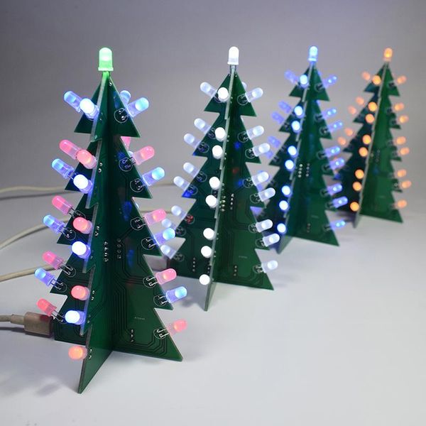 

diy kit christmas trees led circuit electronic pcb board module red green flash light electronic suit holiday decoration
