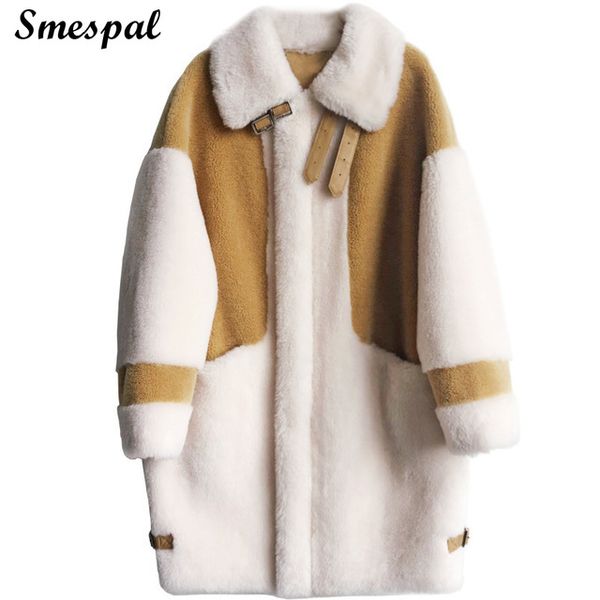 

women short hair faux fur parka in contrast block, Black