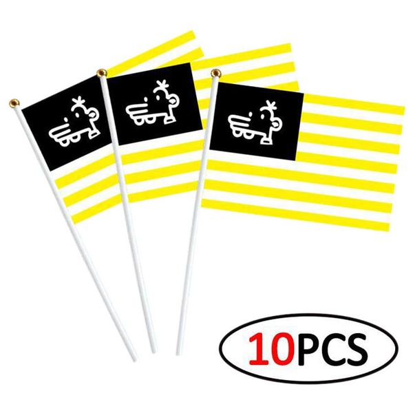 

10pcs with flagpoles banner party hand waving polyester american flag