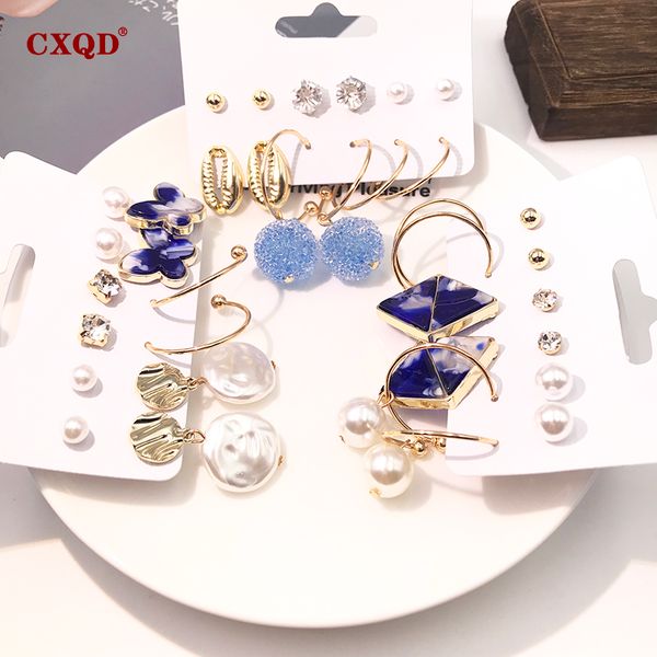 

cxqd vintage glass acrylic earrings for women bohemian set big dangle drop earrings 2020 brincos female fashion jewelry, Silver