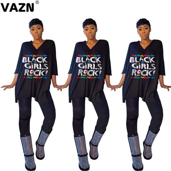 

vazn 2020 new special letter hip lady shinny 2 piece set short sleeve full pant 2 pieces set, Gray